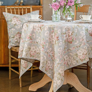 Apple Blossom Tablecloth 60x90" 'Smoke'- April Cornell