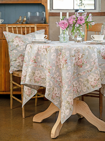 Apple Blossom Tablecloth 60×90″ ‘Smoke’- April Cornell